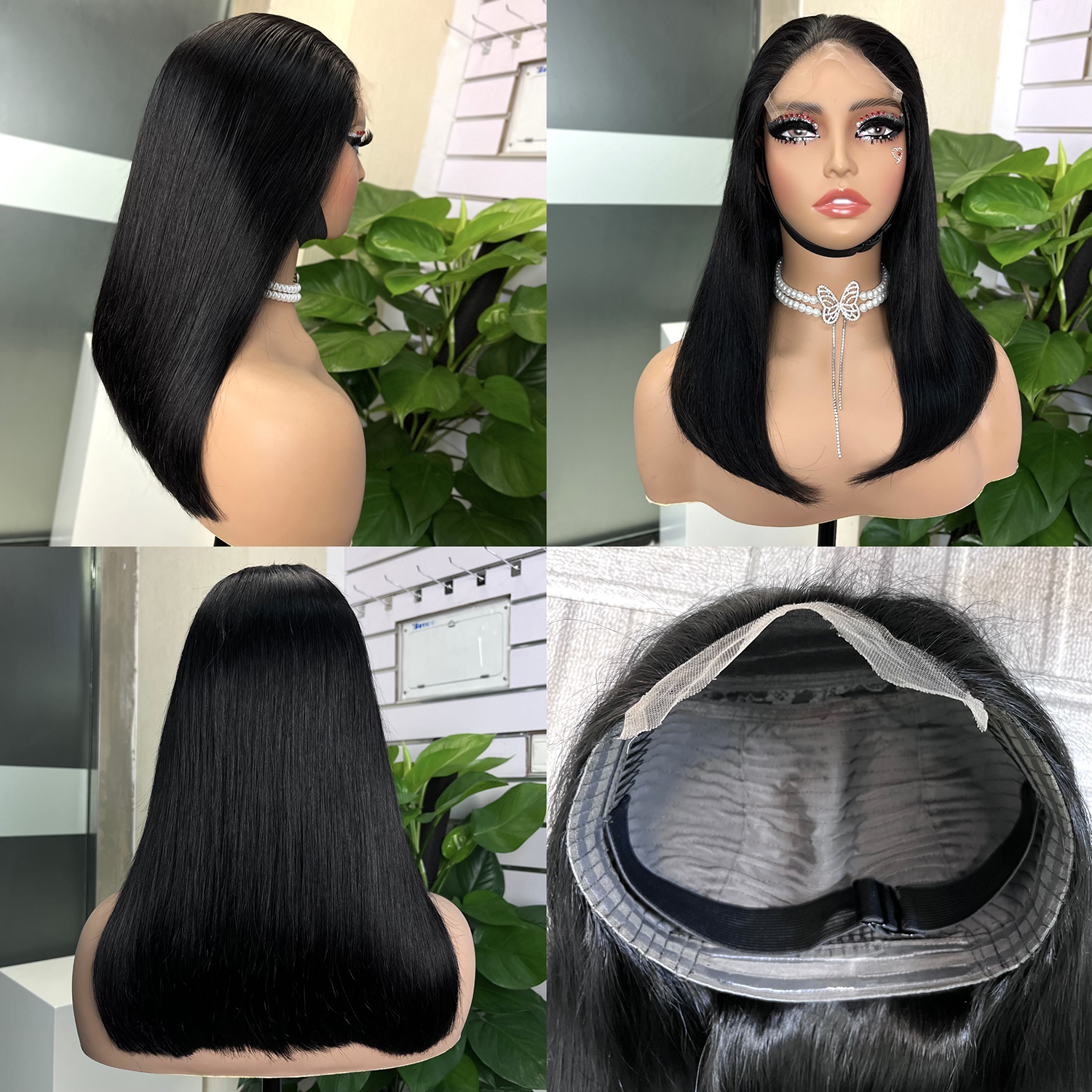 5x5 Glueless HD Lace Double Drawn Bone Straight Closure Bob Wig